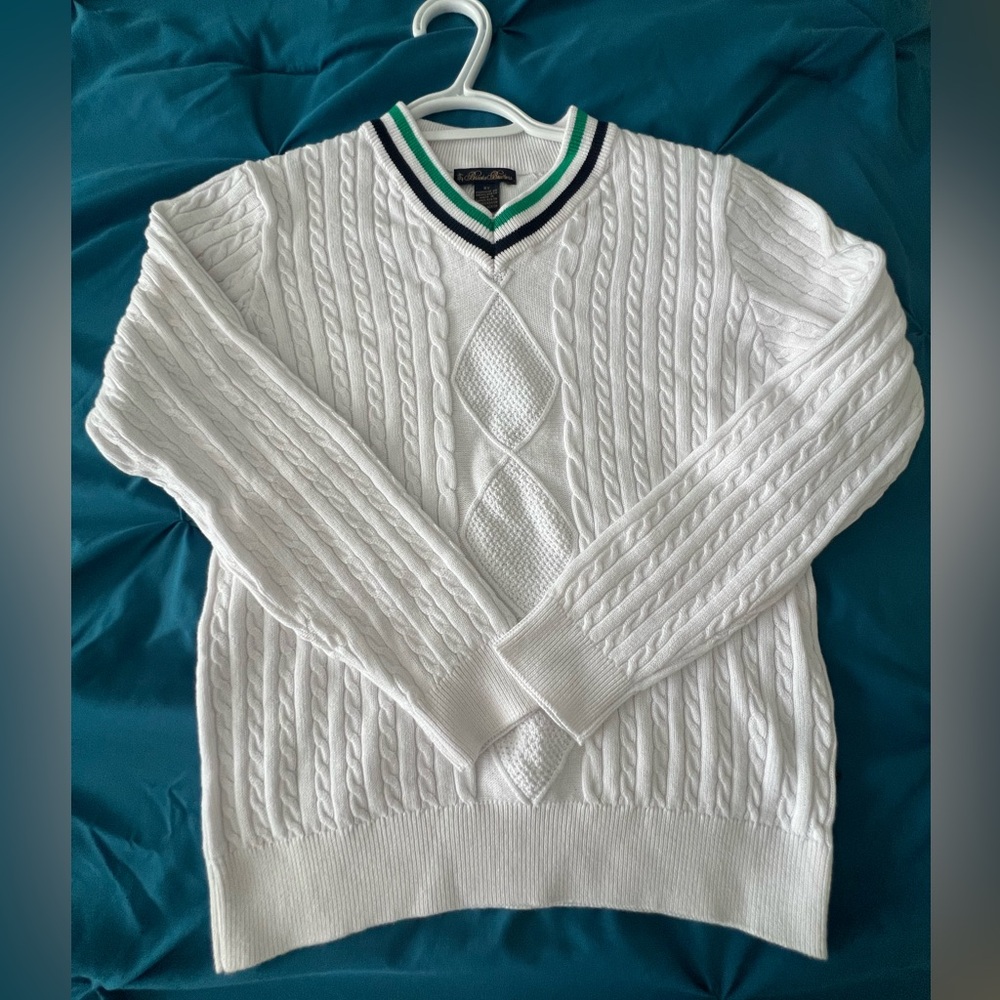 BROOKS BROTHERS 8Y boys white sweater Brand new without tags